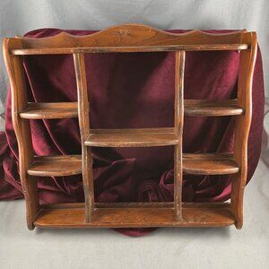 Vintage Brown Wooden Wall Trinket Shelf 16" x 15"